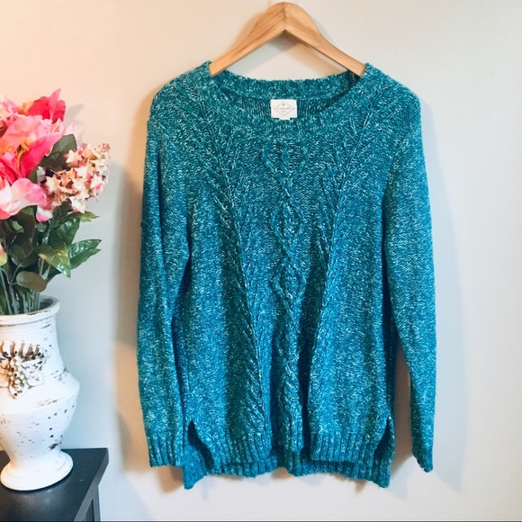 St. John's Bay Sweaters - ST. JOHN’S BAY Chunky Turquoise Marled Sweater